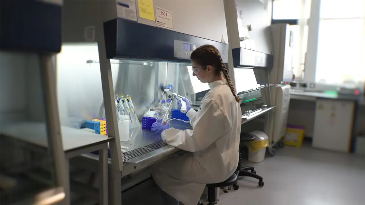 A student working in a lab