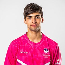 James Mazarelo wearing a pink Loughborough sport top