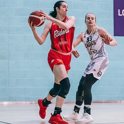 Kirsty Brown with the basketball during a match