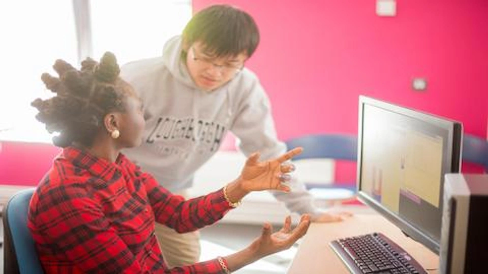 Students working in science