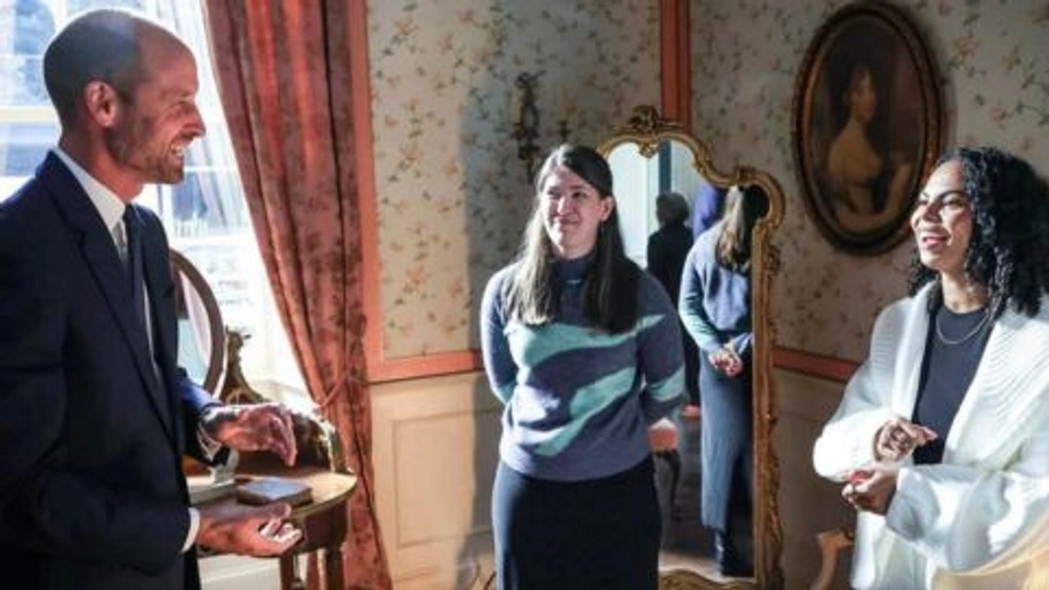 Fine Art student Bayley Greenaway talking with Prince William