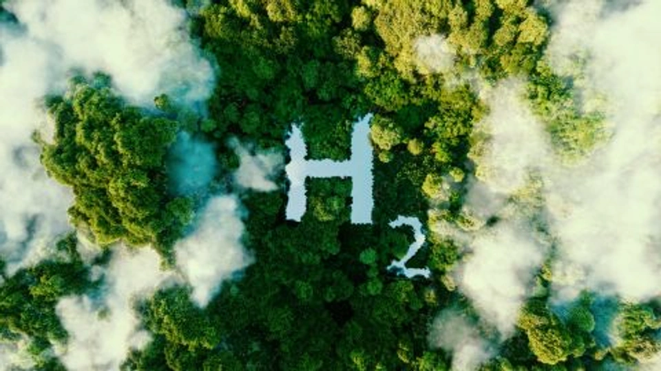 Image of trees and clouds in the shape of H2 