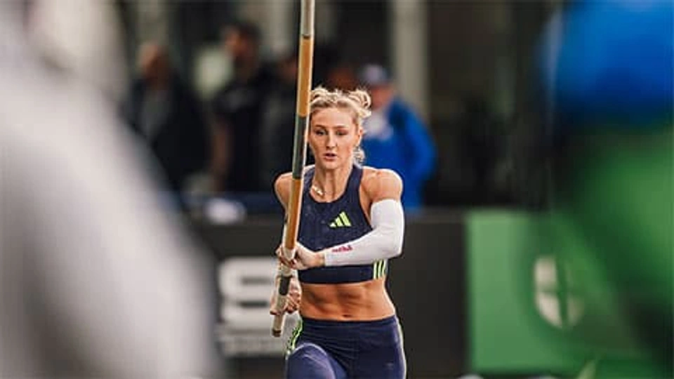Athlete Molly Caudery in action at the Loughborough International Athletics meet