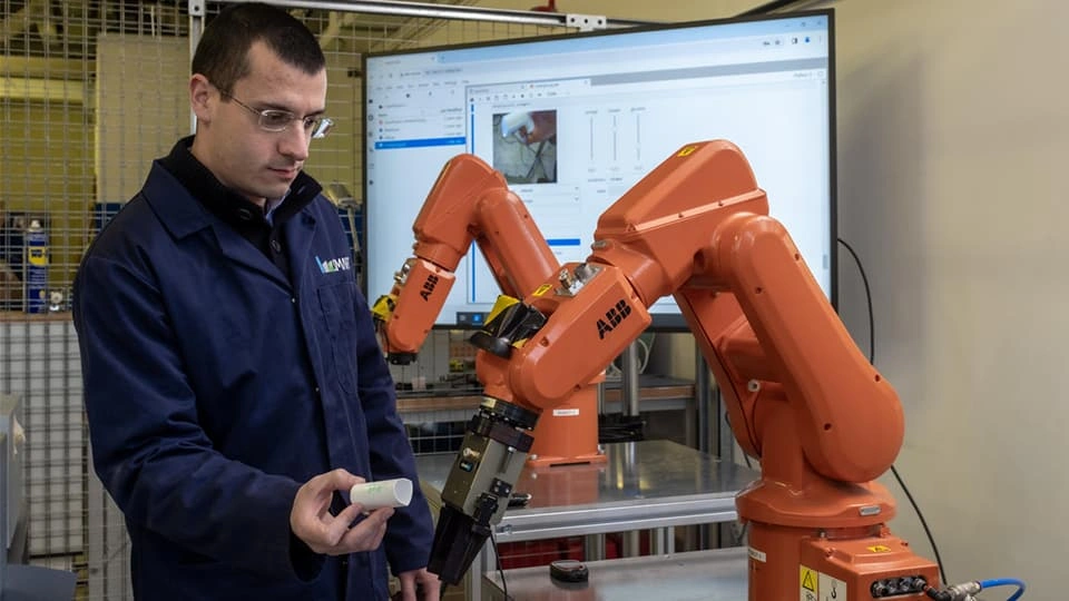 Student in robotics engineering lab