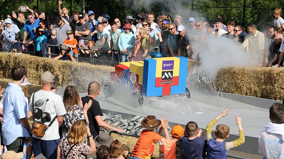 Student racing in Redbull Soapbox