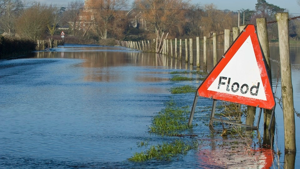 A flooded road