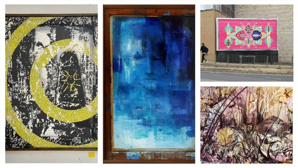A selection of paintings from the upcoming Threshold Art Exhibition