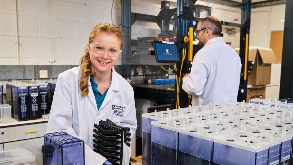 Semi-automated manufacturing of battery-electrolyser test cells in the Centre for Renewable Energy Systems Technology, funded by the East Midlands Freeport.