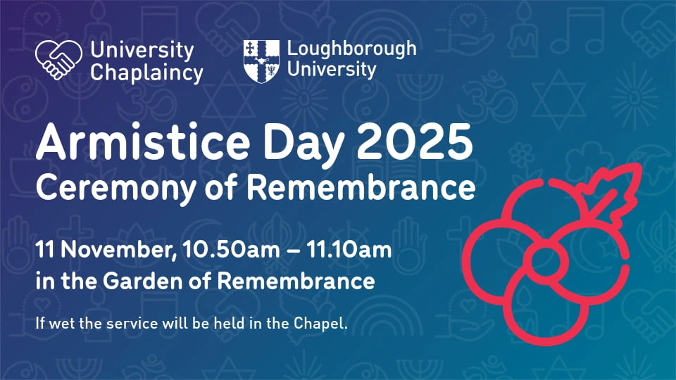 A event poster with the title 'Armistice Day 2025 Ceremony of Remembrance' and a sub heading '11 November, 10.50am - 11.10am in the Garden of Remembrance'. Next to the heading is an outline of a red poppy.