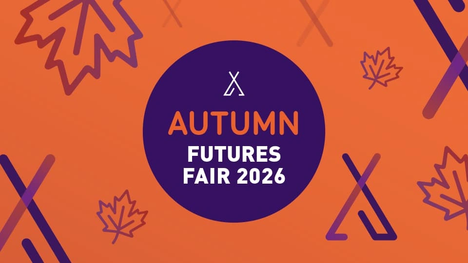 Autumn Futures 2026 logo on an orange background with seasonal leaves