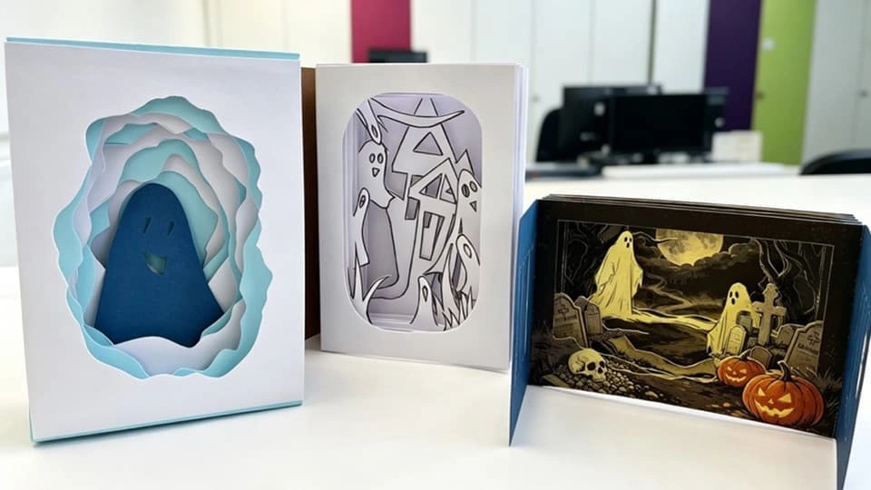Sample tunnel paper books depicting ghosts