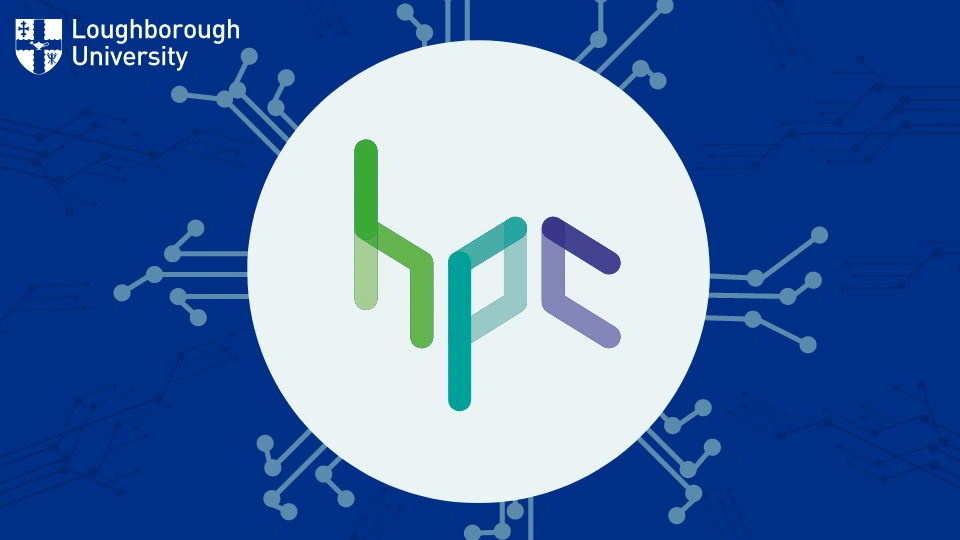 Blue background with white circle in the middle. Letters HPC in the middle of circle.