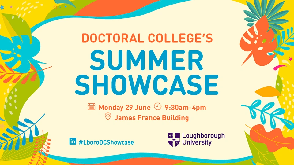 a graphic showing information about the Doctoral College Summer Showcase