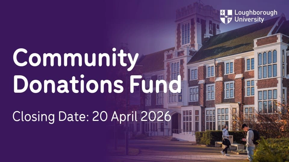 Hazlerigg Building alongside the text 'Community Donations Fund, closing date 20 April 2026'.