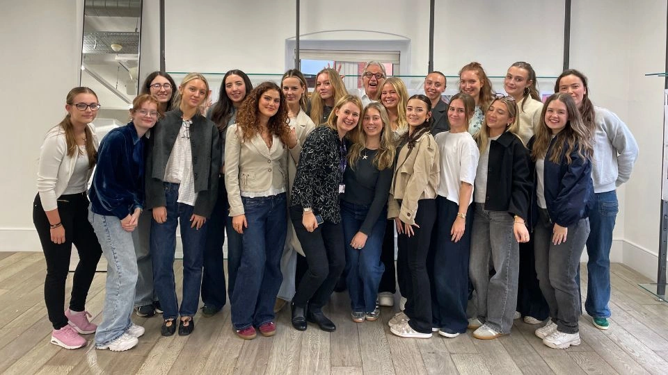 A group of students from Loughborough University’s School of Design and Creative Arts at the London headquarters of renowned British fashion designer Sir Paul Smith.