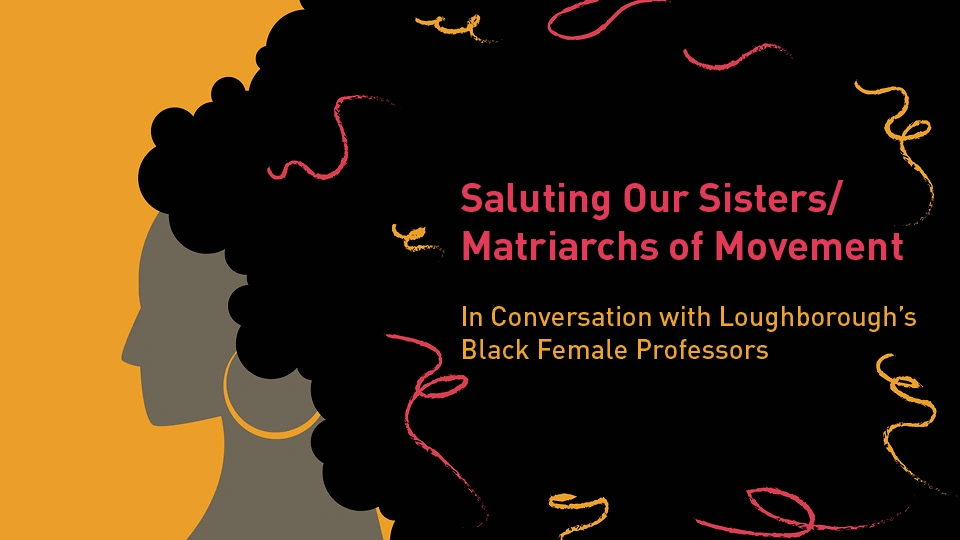 Illustration of the side profile of a Black woman on a golden background with the title of the event featured over the top