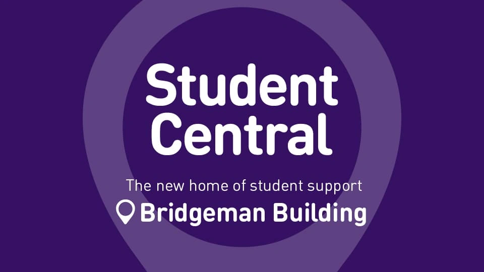 Purple background with Student Central text and branding