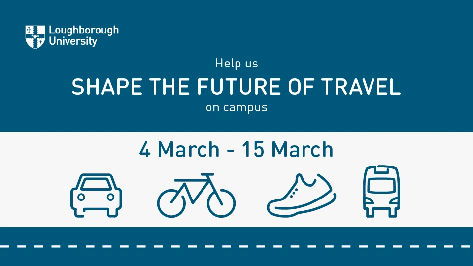 blue and white image with icons of a bike, car, foot and a bus