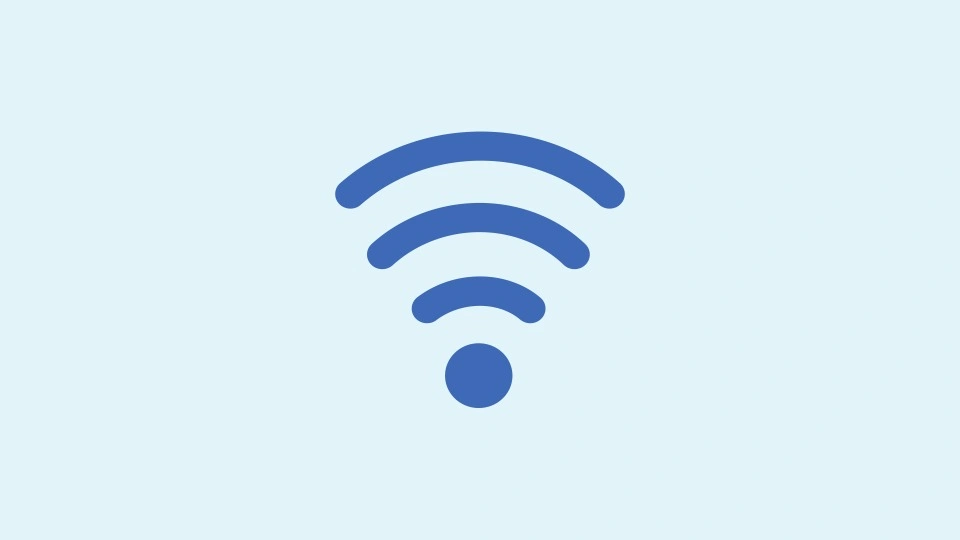 Pale blue background with a blue Wi-Fi icon in the centre.