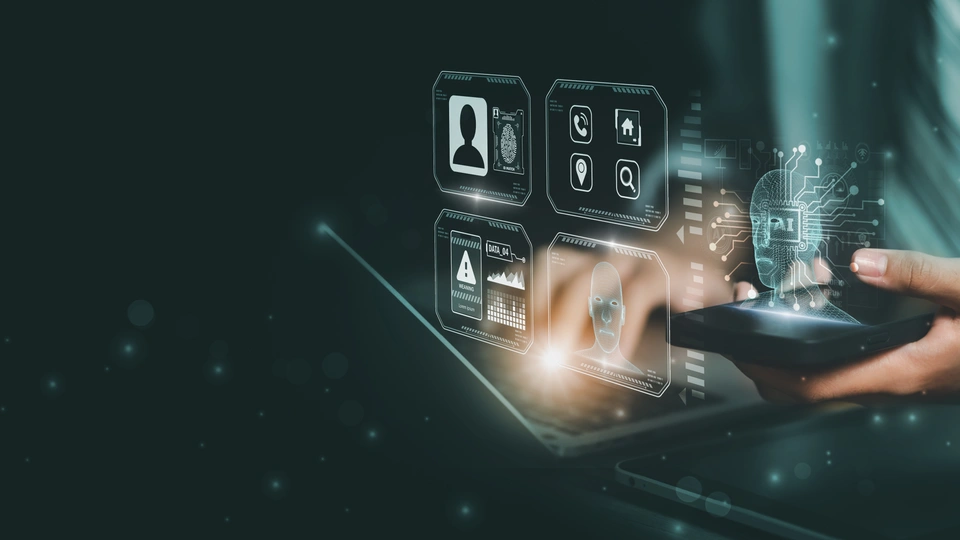 projection of someone creating something on ai