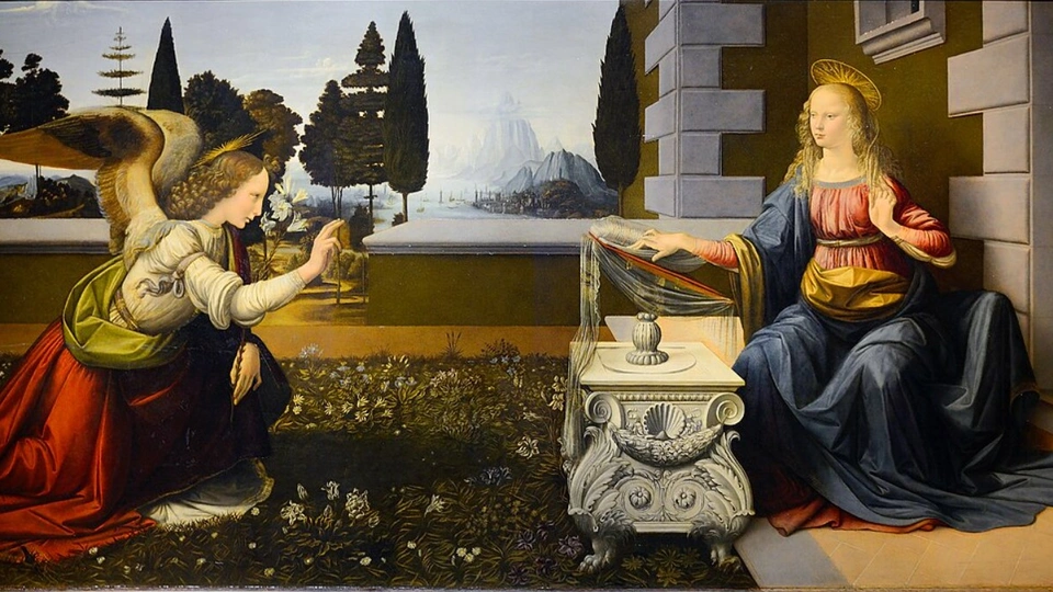 The Annunciation. Painted by Leonardo da Vinci