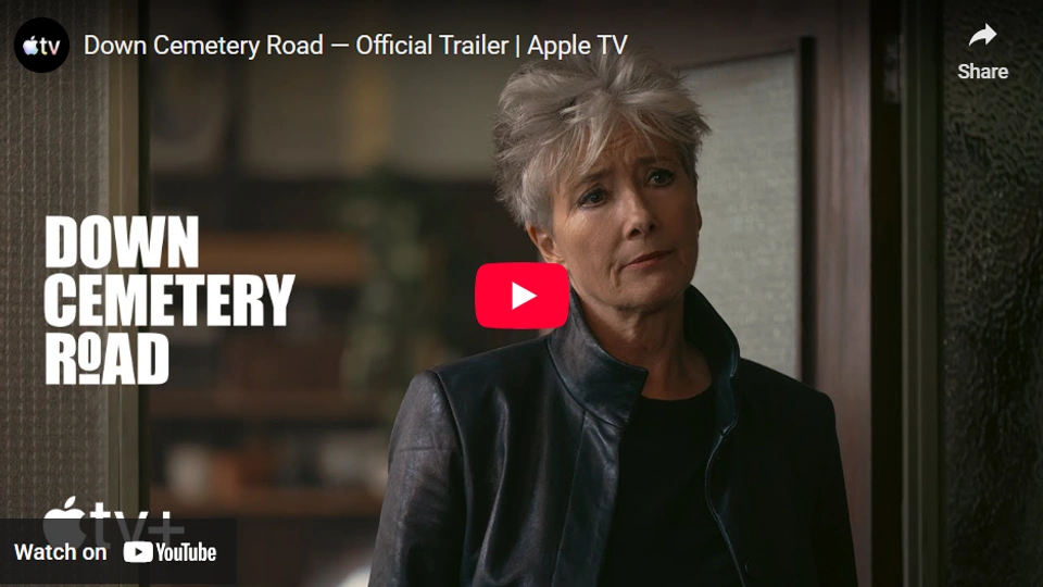 Screenshot of Emma Thompson in the drama Cemetery Road