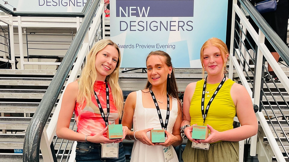 Charlotte Devereux, Ellie Munro and Amy Gardner holding their ND Awards