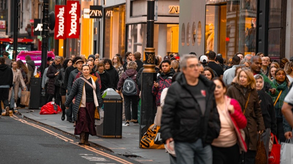 typical British high street with TK Max and lots of shoppers