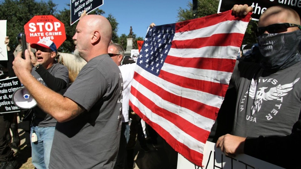 White nationalists in the US fly the American flag