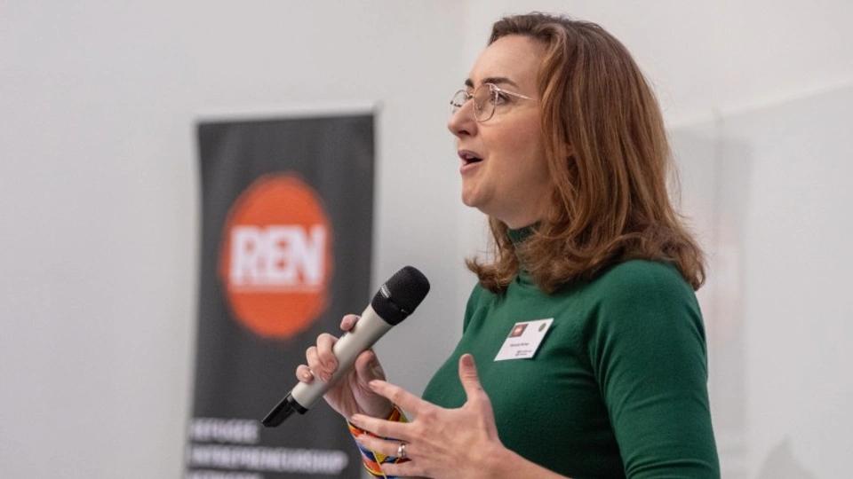 Professor Michelle Richey at the 2025 Refugee Entrepreneurship Network (REN) summit.